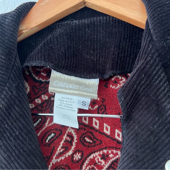 Vintage Coldwater Creek Bandana Sherpa and Corduroy Vest Sz S - Picture 3 of 5
